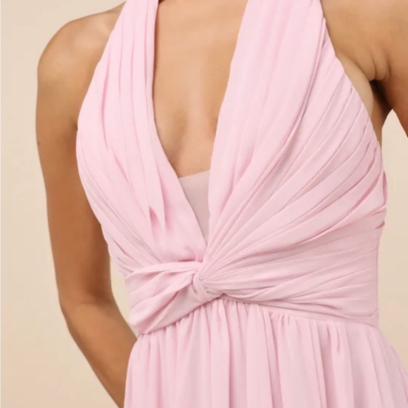 Lulu's Light Pink Twist Front Maxi Dress - Picture 4 of 6